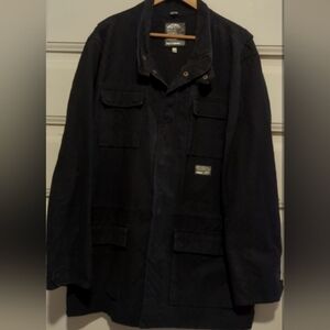 Vans Cotton Men’s Jacket Chore Coat Black Checkerboard Denim With Pockets XL
